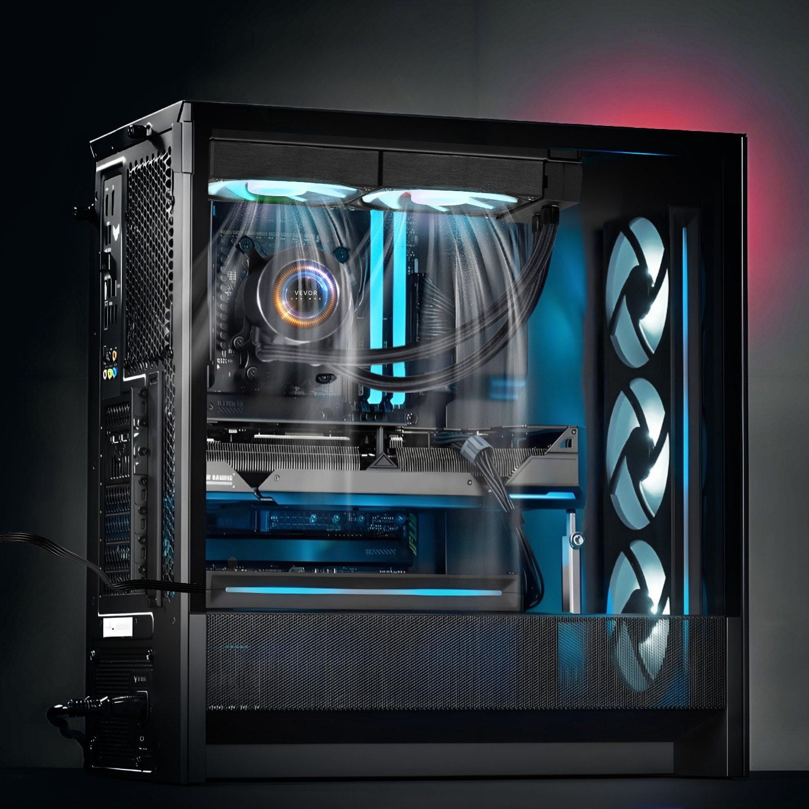 High-Performance AIO CPU Liquid Cooler with 2.1" LCD Display, Dual ARGB PWM 120mm Fans, 4850RPM Pump Speed, and Universal Intel & AMD Socket Compatibility for Windows PC Builds