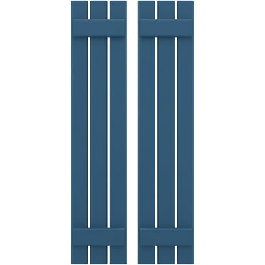 Ekena Millwork 11 1/2"W x 78"H Americraft Three Board (2 Batten) Exterior Real Wood Spaced Board-n-Batten Shutters (Per Pair), Sojourn Blue