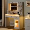 thumbnail image 5 of Satifur Modern LED Vanity Desk with Charging Station & Storage, White Makeup Table for Bedroom, 5 of 10