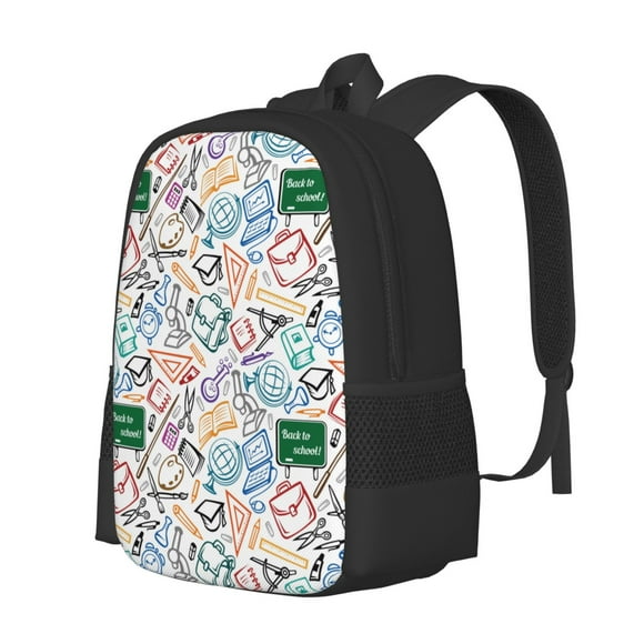 KLL Back To School Pattern Carry on Backpack,16.5x12.5x5.5 Personal Item Bag Carry On Backpack Water Resistant Lightweight Daypack