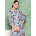 thumbnail image 3 of Janasya Women's Sky Blue Georgette Digital Printed A Line Dress, 3 of 6