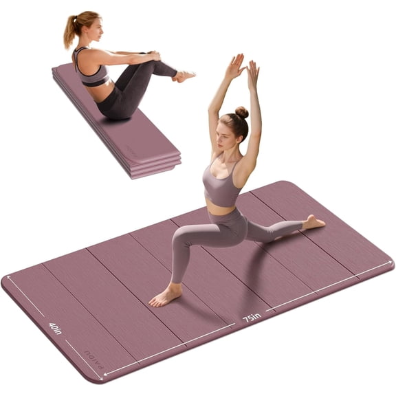 LAMEI Yoga Mat, Extra Large 48 x 40 Foldable Mat for Travel, 10mm Thick Exercise Mats for Home Workout(Green Black)