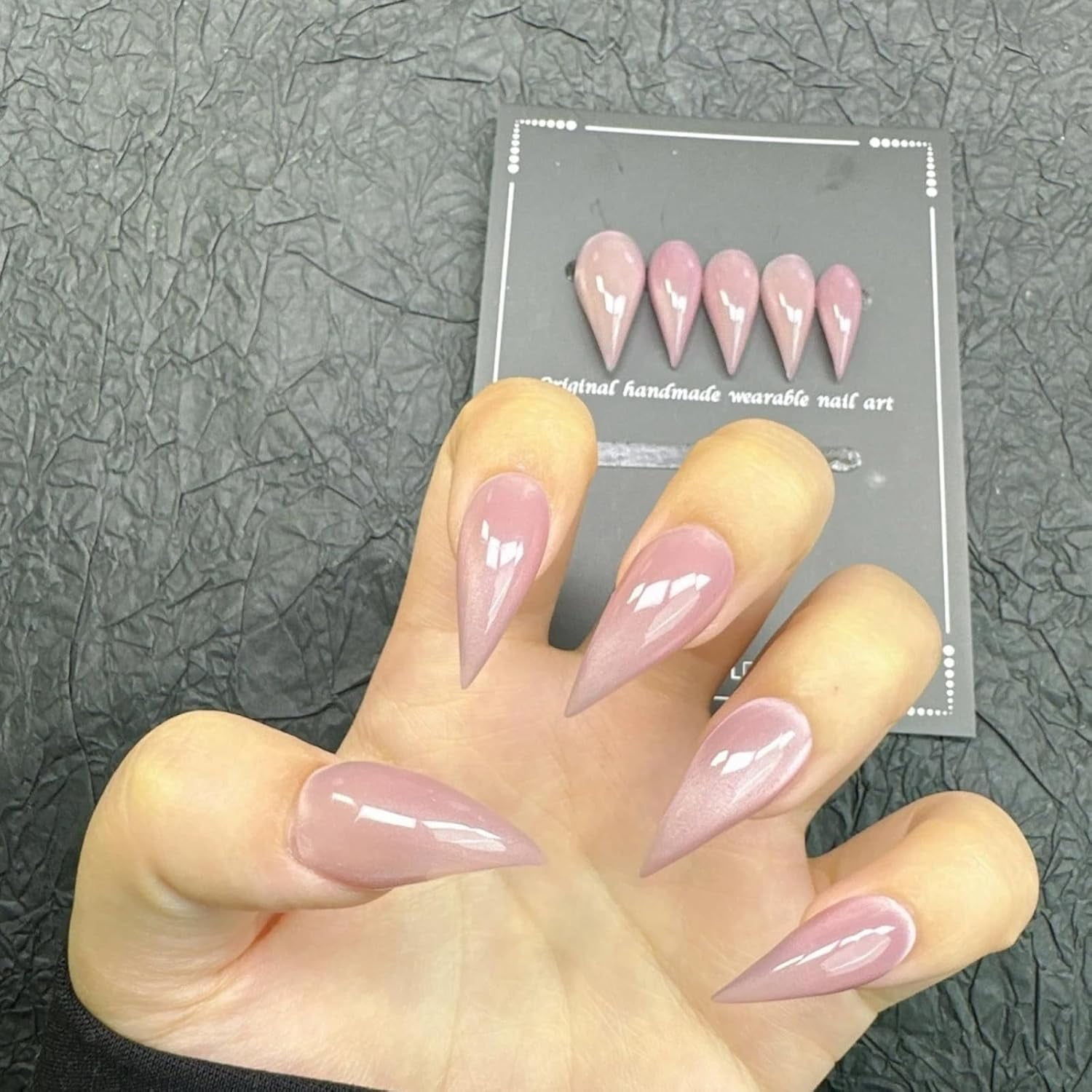 Cat Claw Press on Nails Handmade Stiletto Short Pink Cat Eye Reusable Cute Thick Acrylic Press on Nails Cat Dragon Claw False Nail Glossy Glue on Nail