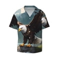 thumbnail image 2 of Lsque Forest River Bald Eagle print Men's Cuban Collar Short Sleeve Shirt Summer Beachwear Casual Button Down Fashionable Vacation Leisure Shirt-XX-Large, 2 of 7