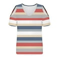 thumbnail image 4 of Jamicy Womens Beach Shirts Summer Outfits Summer Women Cold Shoulder Tops Casual Loose Hollow Out Short Sleeve T Shirt V Neck Tops Blouses, 4 of 7