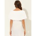 thumbnail image 4 of Elegante chal de piel sintética para mujer con cinta de lazo para novia, boda, fiesta, estola, encogimiento de hombros blanco L, 4 of 5