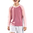 thumbnail image 4 of OOOUM Boys Raglan Long Sleeve Athletic Shirts Quick Dry Breathable Summer Tops Lightweight Stretch Training Running Rash Guard Pink 4-5 Years, 4 of 5