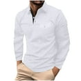 thumbnail image 1 of Blusa y camisa de manga larga con cuello vuelto para hombre, camisa deportiva de color liso con solapa y botones, blusa de poliéster de manga larga con solapa para hombre, 1 of 5