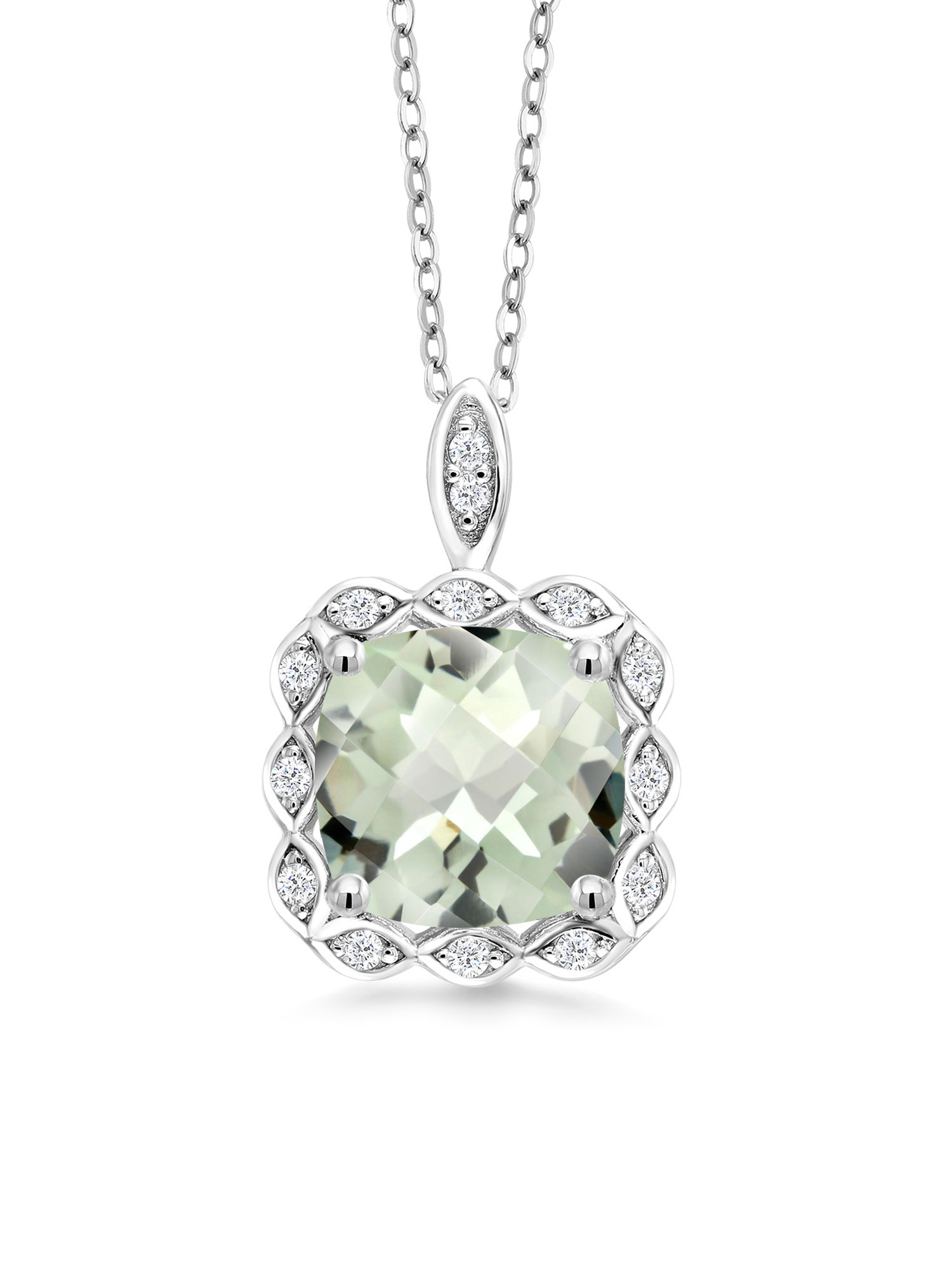 Vintage Sterling Silver Green Stone Pendant on 18.5 inch chain