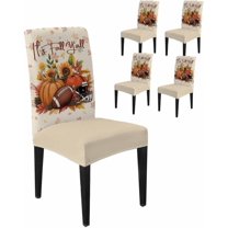 Dining Chair Covers Set of 6,Rustic Pastoral Sunflower Leaf Universal Stretch Kitchen Seat Covers Parsons Chair Protector Slipcover for Home Restaurant Party Decor,Fall Pumpkin Orange Check