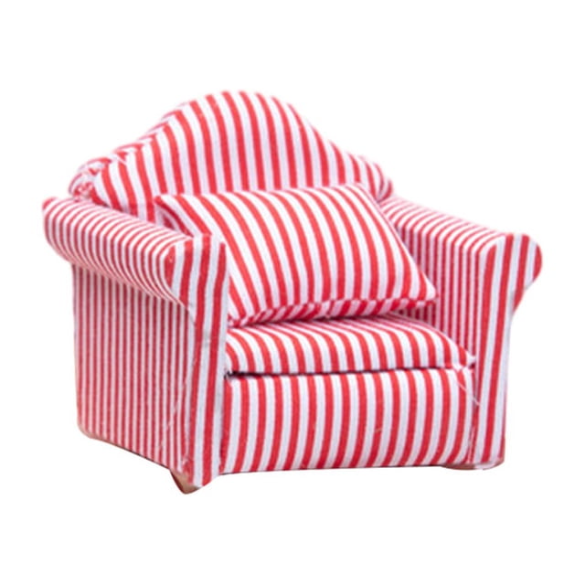 Bewildely Cojín en miniatura - Aplicación Sofá Sofá Sillón en miniatura portátil de poliéster - Aplicación Franja de cuadros individuales Type3 NO3
