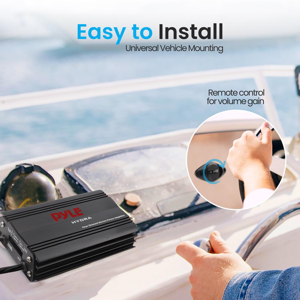 Pyle Marine 4CH MP3/IPod Marine Power Amp-Black ffinish