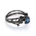 thumbnail image 3 of JeenMata Leaf and Vine - 0.5 TCW Round Cut London Blue Topaz - Solitaire Wedding Ring Set - 18K Black Gold Plating over Silver, 3 of 6