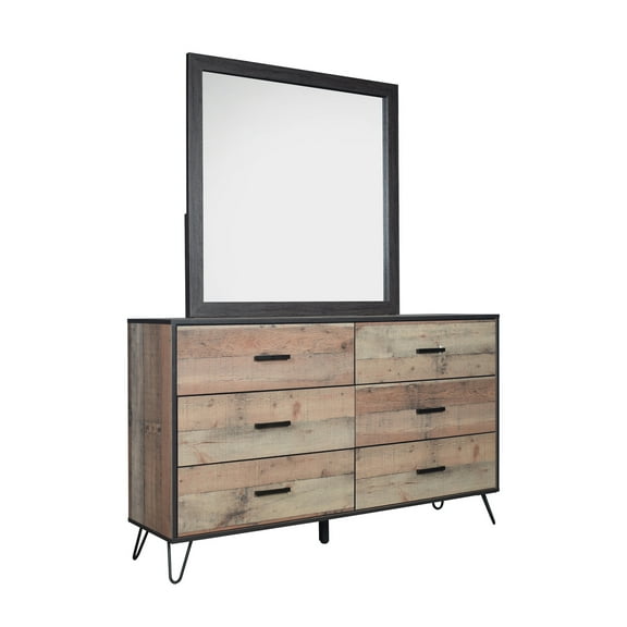 New Classic Furniture Elk River Solid Wood Dressers with Mirror in Rustic White