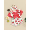 thumbnail image 3 of Suealasg Baby Girls 2Pcs Summer Clothes 3M 6M 12M 18M Infant Girls Short Sleeve Crew Neck Fruit Print Romper Bodysuit+ Headband Set, 3 of 9