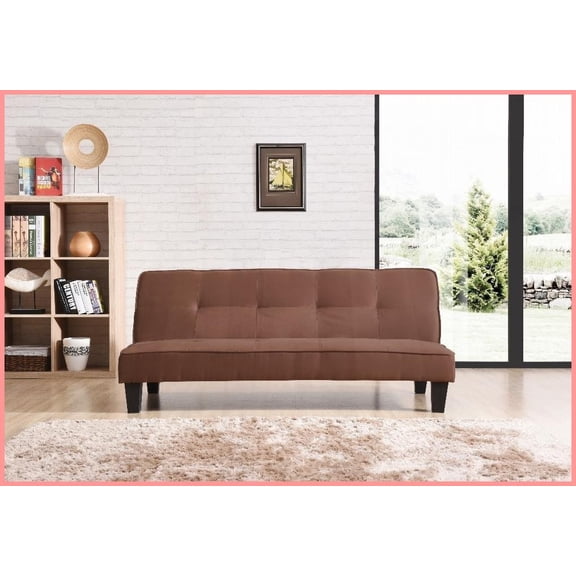 Modern Faux Leather Sofa Bed, Chocolate - Compact 67"W for Small Living Spaces