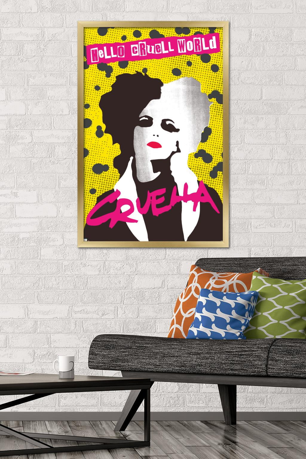 Disney Cruella - Hello Cruell World Wall Poster, 22.375" x 34", Framed