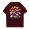thumbnail image 2 of NAMTYQX Ladies Tops and Blouses Looses Round Neck Cool Short Sleeve Graphic Plus Size Casual Stretchy Mit Print Graphic Tees Wine Size L, 2 of 4
