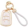 thumbnail image 1 of LAICAIW for Cadillac Key Fob Cover, 5 Buttons Soft TPU Full Covers Protector White Key Fob Cover with Keychains Fit for Cadillac Escalade CTS SRX XT5 ATS CT6 XTS Remote Start Key Fob Case(Ca-DLC), 1 of 6