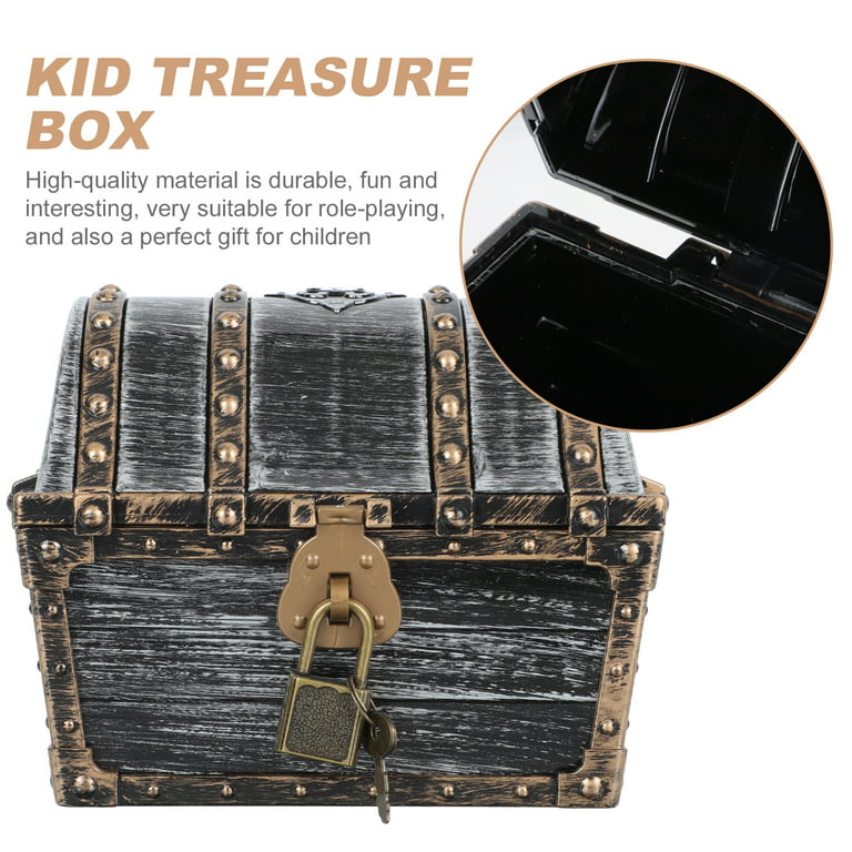 Kids Transparent Antique Pirate Treasure Chest,Plastic Treasure Chest for Pirate Party