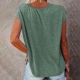 thumbnail image 4 of Pompotops Fashion Woman Causal V-Neck Solid Blouse Sleeveless T-Shirt Summer Tops, 4 of 6