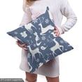 thumbnail image 5 of Ambesonne Deer Fabric by the Yard Upholstery, Pattern of Animals Snowflakes, 5 Yards, Slate Blue and White, 5 of 5