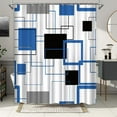 thumbnail image 2 of Royal Blue White Shower Curtain Abstract Black Grey Geometric Fabric Bath Curtain Mid Century Modern Minimalist Bathroom Bathtub Curtain, 2 of 6