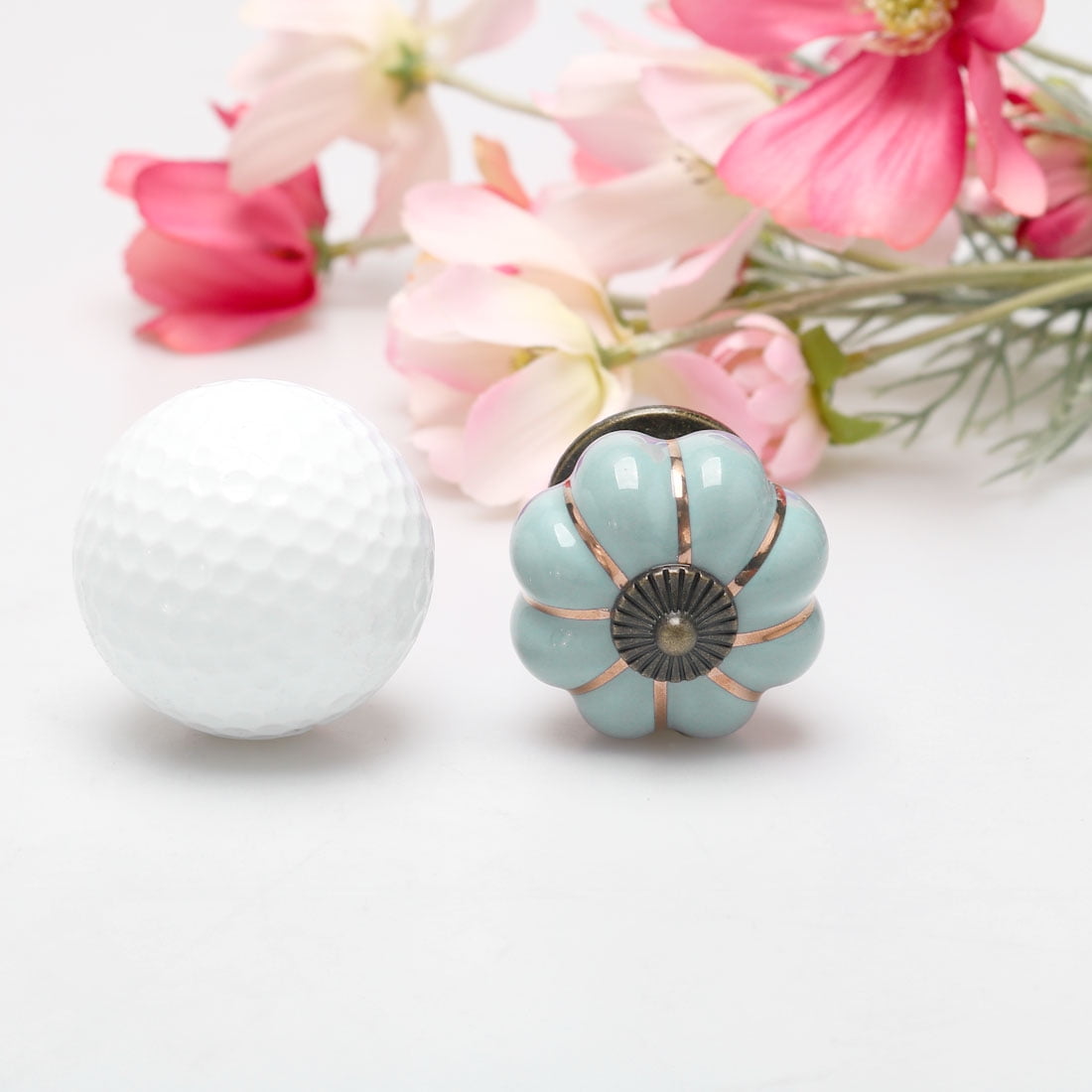 Unique Bargains 10-Pack Ceramic Drawer Cabinet Knob Handle Light Blue Finish