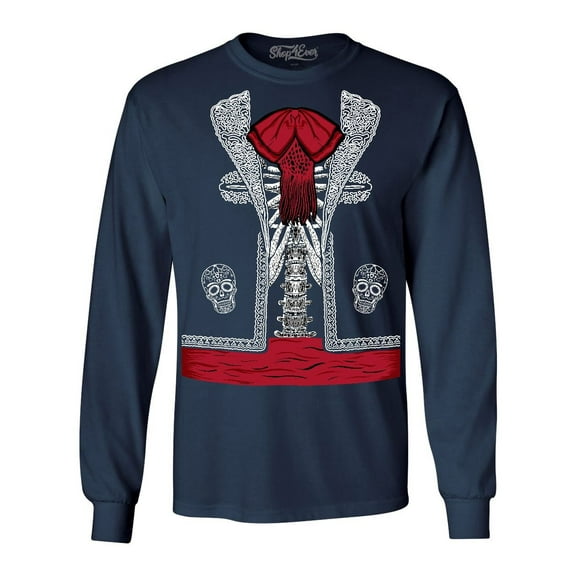 Shop4Ever Men's Day of the Dead Mariachi Skeleton Costume Long Sleeve Shirt XX-Large Navy