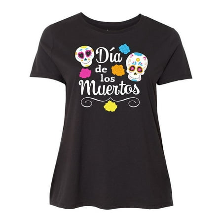 Día de los Muertos- Day of the Dead sugar skulls Women's Plus Size T-Shirt