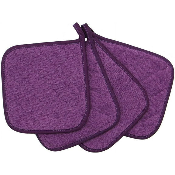 4Pcs Cotton Pot Holders Cotton Made Machine Washable Heat Resistant Everyday Kitchen Basic Terry Pot Holder, Hot Pads, Trivet for Cooking and Baking , 7X7inch