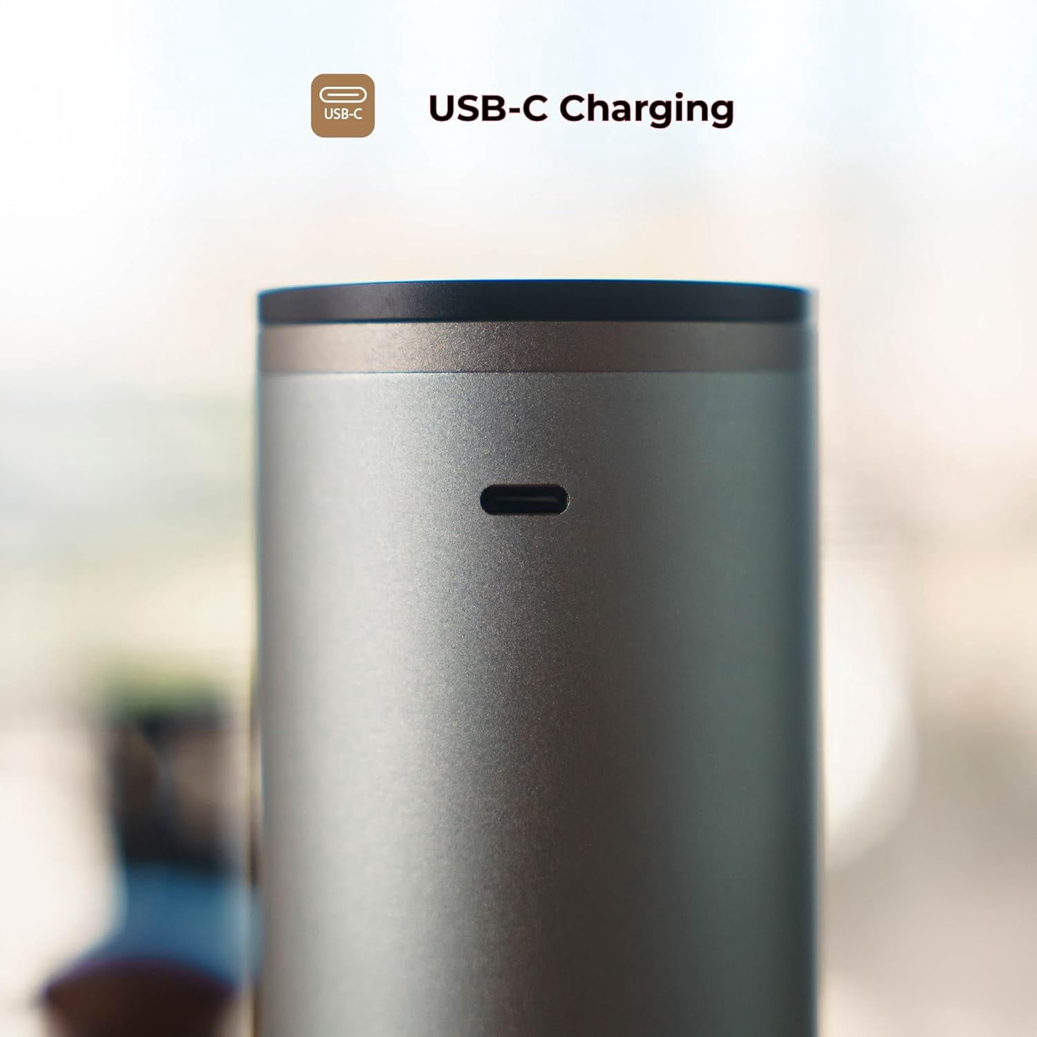 PT2 Portable Electric Burr Coffee Grinder with Stainless Steel Conical Burrs and USB-C Charging for Travel