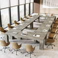 thumbnail image 4 of Tribesigns 7 ft Extra Long Conference Table, 86-Inch Office Meeting Room Table, Modern Farmhouse Rectangle Gray Seminar Desk for 8, 4 of 5