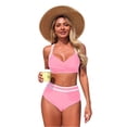thumbnail image 2 of Swimsuit Bikini, Two Piece Swimsuit, Womens Bikini Swimsuits, 2 Piece Bathing Suits for Women, Women's High Waisted Two Piece Swimsuits Bikini Sets As Bathing Suits, Pink S, 2 of 5