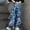 Blue, variant on HAOTAGS Mid Waist Pants for Teens Comfy Wide Leg Cargo Demin Pants Stretch Pocket Blue 8 Years