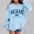 thumbnail image 2 of RTKFRFLM Kids MIAMI Graphic Hoodie Trendy Long Sleeve Pullover Sweatshirt with No Drawstring Sky Blue 9-10 Years, 2 of 4