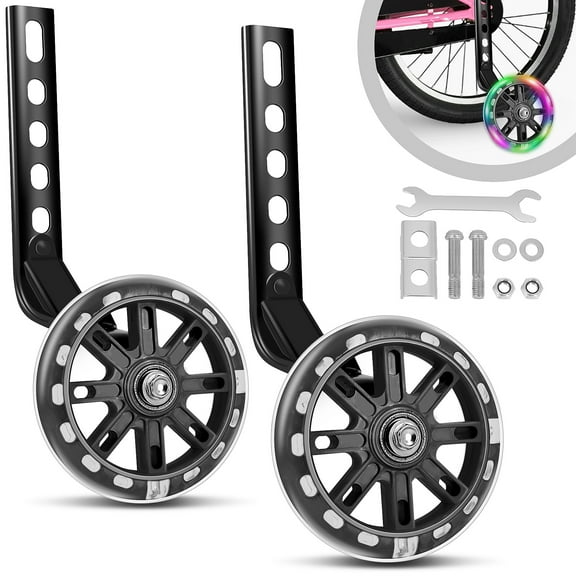 Huryfox 1 Pair Training Wheels for Bike,12/14/16/18/20 inch Bicycle Assist Safety Flash Wheel