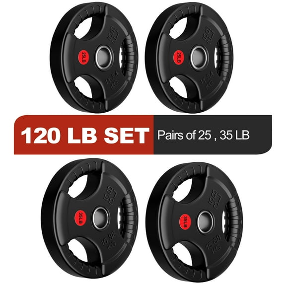 FlexWave Olympic Weight Plate Set 120LB–210LB, 2-Inch Rubber Coated Cast Iron Plates for Barbell, Home Gym Strength Training