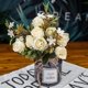 thumbnail image 1 of Flor artificial falsa hoja peonía flor hogar boda fiesta hogar decoración azul té rosa pequeño bouq, 1 of 2