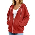 thumbnail image 6 of Kezqiaxn Womens Sweatshirt Fashion Long Sleeve Drawstring Lightweight Casual Sweatshirts with Pockets Zip up Hoodie Red S, 6 of 9