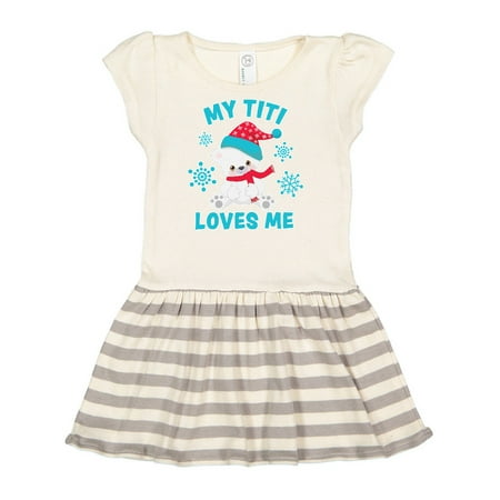 

Inktastic Polar Bear My Titi Loves Me Gift Toddler Girl Dress