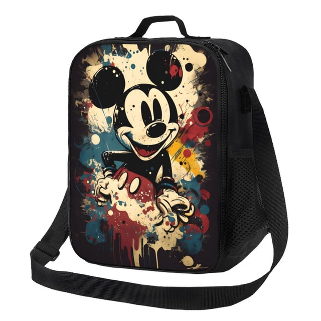 Mickey Mouse Sac à Lunch, Boîte à Lunch Isolée, Réutilisable avec Poches Latérales pour Travail, École, Pique-Nique, Randonnée, Voyage, Enfants, Hommes et Étudiants de Plus de 3 Ans