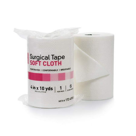 Medical TapesCase of 12 Surgical Tapes 4" x 10 ydsNon-sterile Soft Cloth Surgical Tapes for dressings and Medical DevicesHigh AdhesionHypoallergenic, Latex-FreeBidirectional Tear.