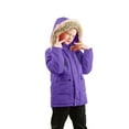 thumbnail image 5 of AINIYS Kids' Hooded Parka Jacket with Faux Fur Trim Zipper Closure Multi-Pocket Warm Winter Outdoor Coat Purple 7 Years, 5 of 9