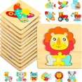thumbnail image 1 of 12 piezas de rompecabezas de madera para niños pequeños, incluye 6 rompecabezas de vehículos de madera y 6 rompecabezas de animales Juguetes educativos de aprendizaje para edades de 1 a 3 añ, 1 of 5