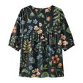 thumbnail image 4 of Women's 3/4 Sleeve Tops,floral Print Tshirts Tunic Tops Crew Neck Loose Casual Blouses Loose Fit Basic Tees Blouses Round Neck Loose Blouse Work Top Elbow Sleeve Tops Women,Green4,M, 4 of 5