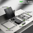 thumbnail image 7 of ELEHOLD for Samsung Galaxy Z Fold 4/3 7.6" Case, Heavy Duty Armor Built-in Explosion-Proof Tempered Glass Screen Protector Wireless Charging Hang Rope Hidden Kickstand Shockproof Rugged Case,Black, 7 of 7