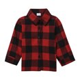thumbnail image 5 of Seyurigaoka Christmas Parent-child Outfits, Long Sleeve Lapel Single-breasted Plaid Shirt (Black White, Red Black), 5 of 6