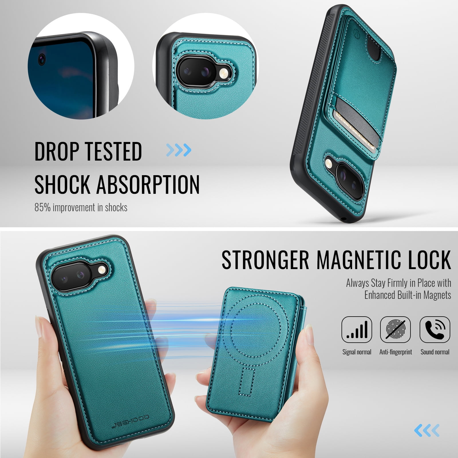 For Google Pixel 10A Phone Case,2-in-1 Magnetic Removable Flip Card Holder,Compatible With Mag-Safe,Anti-Scratch PU Leather,With Card Slots,Kickstand,Shockproof Durable Phone Case,Blue