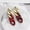 Red, variant on Retro Matte Metallic Acetate Stud Earrings Leopard Link Chain Women Gold Jewelry